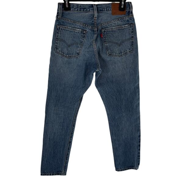 Levi's Pacific Ocean Blue Distressed High Rise 501 Skinny Jeans - Picture 7 of 12